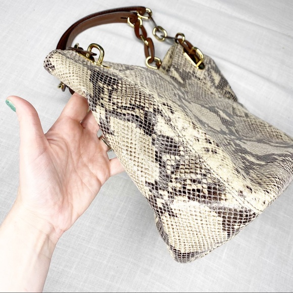 Michael Kors python print shoulder purse. - Picture 4 of 11